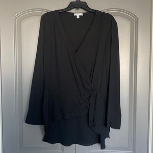 Halston Black Knotted Blouse